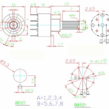 Plastic 16mm Rotary Switch 1 Pole 5 Positions 